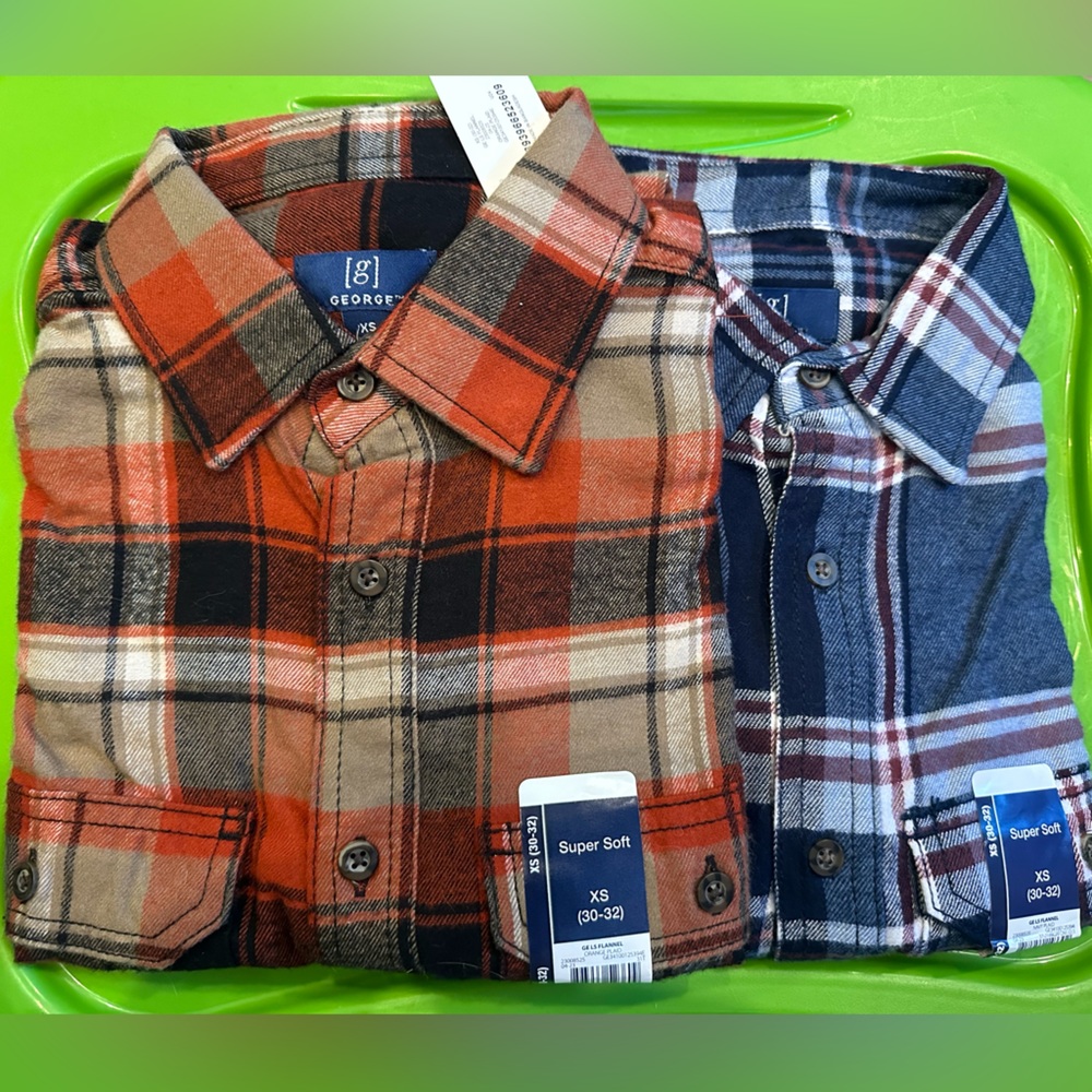 Lot of (2) Brand New Long Sleeved Flannel Shirts (Mens Sz XS)